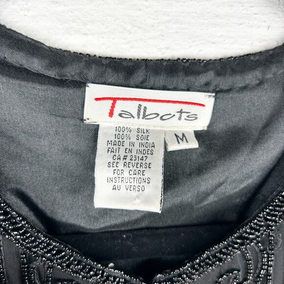 Vintage Talbots 100% Silk Black Beaded Sweater โโ Clasp Front, Size M - Picture 8 of 8